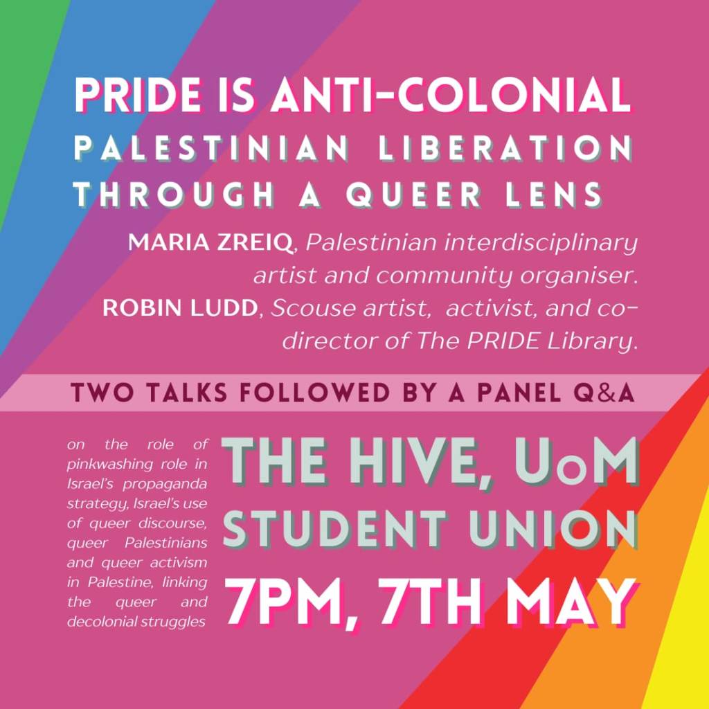 Summarised version of information in post, with pink and rainbow background.